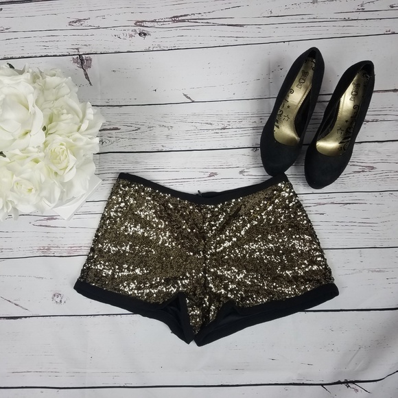 MANGO SEQUINS SHORTS  GOLD SIZE 6 NEW NWT - Picture 4 of 8